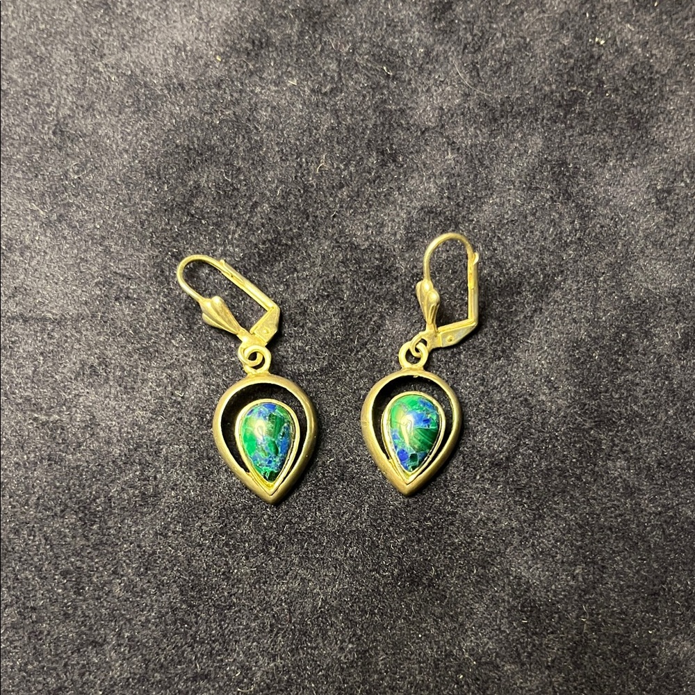 Elegant Silver and Eliat Blue Teardrop Earrings